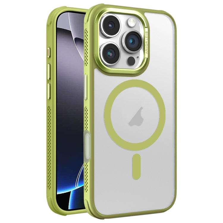 Hardware Side Cooling Skin Feel Frosted Metal Lens Frame MagSafe Phone Case, For iPhone 16 Pro Max, For iPhone 16 Pro, For iPhone 16 Plus