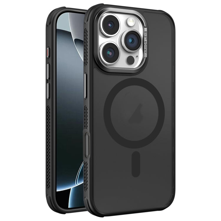 Hardware Side Cooling Skin Feel Frosted Metal Lens Frame MagSafe Phone Case, For iPhone 16 Pro Max, For iPhone 16 Pro, For iPhone 16 Plus