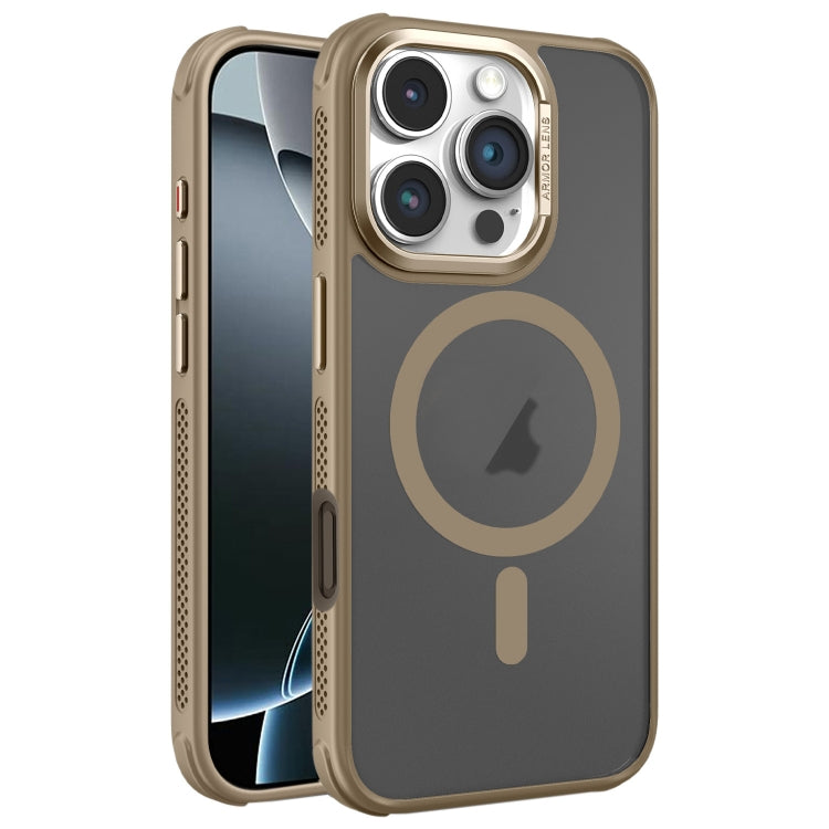 Hardware Side Cooling Skin Feel Frosted Metal Lens Frame MagSafe Phone Case, For iPhone 16 Pro Max, For iPhone 16 Pro, For iPhone 16 Plus