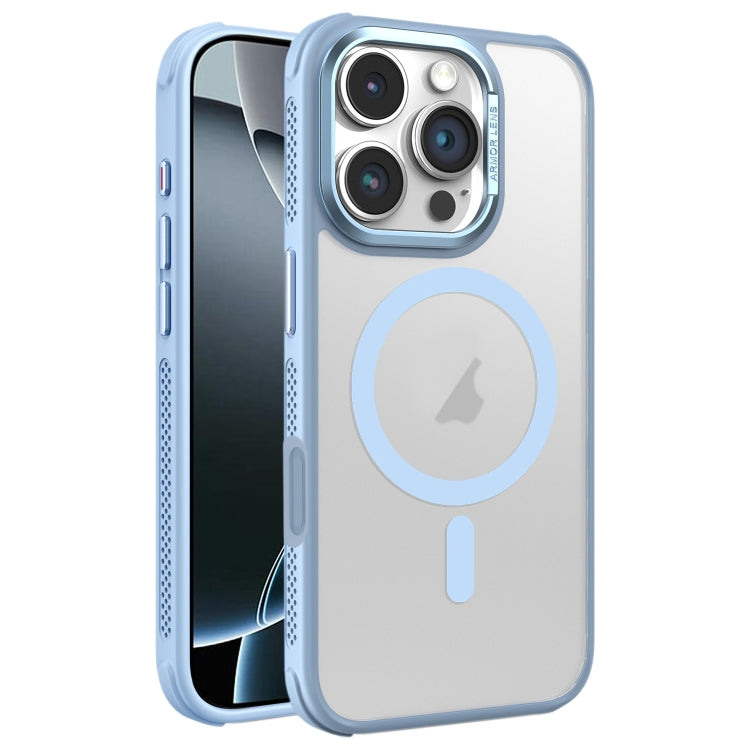 Hardware Side Cooling Skin Feel Frosted Metal Lens Frame MagSafe Phone Case, For iPhone 16 Pro Max, For iPhone 16 Pro, For iPhone 16 Plus