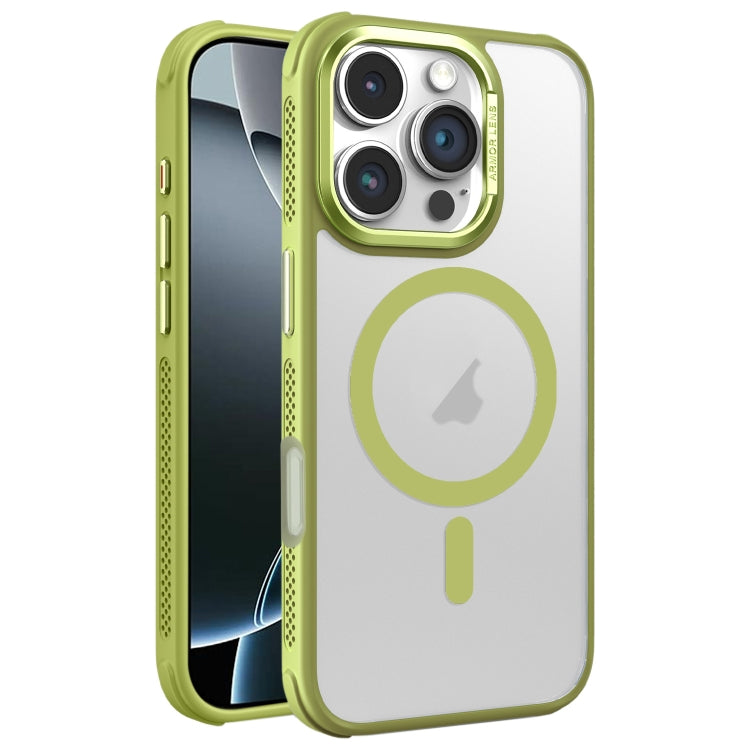 Hardware Side Cooling Skin Feel Frosted Metal Lens Frame MagSafe Phone Case, For iPhone 16 Pro Max, For iPhone 16 Pro, For iPhone 16 Plus