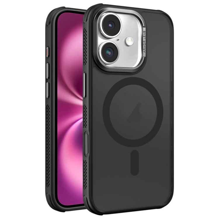 Hardware Side Cooling Skin Feel Frosted Metal Lens Frame MagSafe Phone Case, For iPhone 16 Pro Max, For iPhone 16 Pro, For iPhone 16 Plus