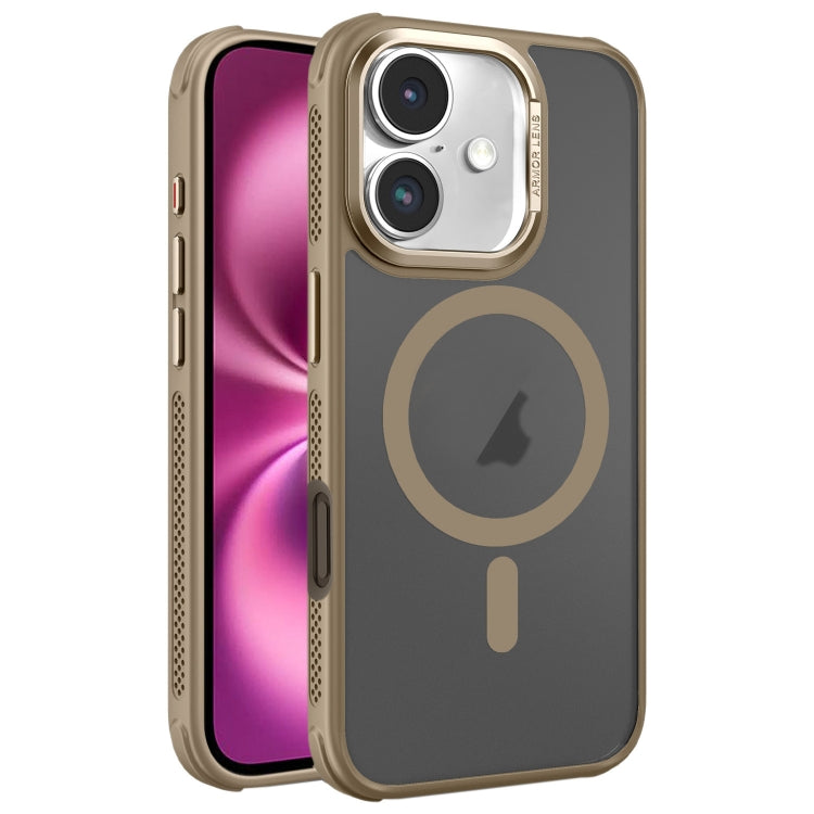 Hardware Side Cooling Skin Feel Frosted Metal Lens Frame MagSafe Phone Case, For iPhone 16 Pro Max, For iPhone 16 Pro, For iPhone 16 Plus