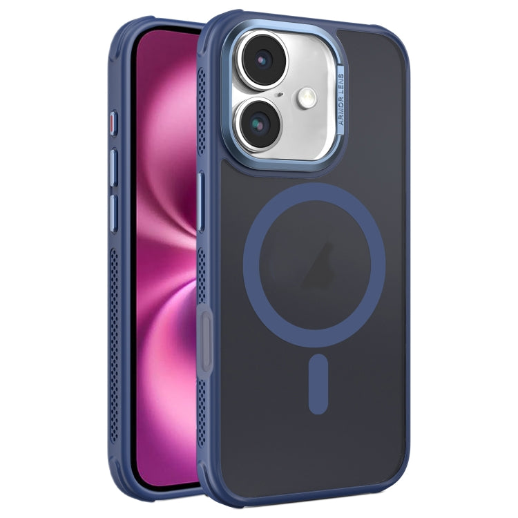 Hardware Side Cooling Skin Feel Frosted Metal Lens Frame MagSafe Phone Case, For iPhone 16 Pro Max, For iPhone 16 Pro, For iPhone 16 Plus