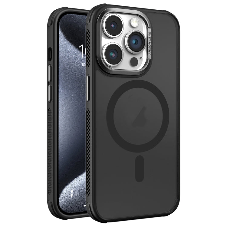 Hardware Side Cooling Skin Feel Frosted Metal Lens Frame MagSafe Phone Case, For iPhone 16, For iPhone 15 Pro Max, For iPhone 15 Pro