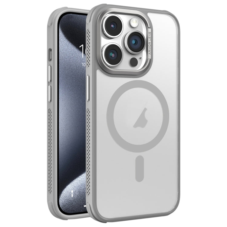 Hardware Side Cooling Skin Feel Frosted Metal Lens Frame MagSafe Phone Case, For iPhone 16, For iPhone 15 Pro Max, For iPhone 15 Pro