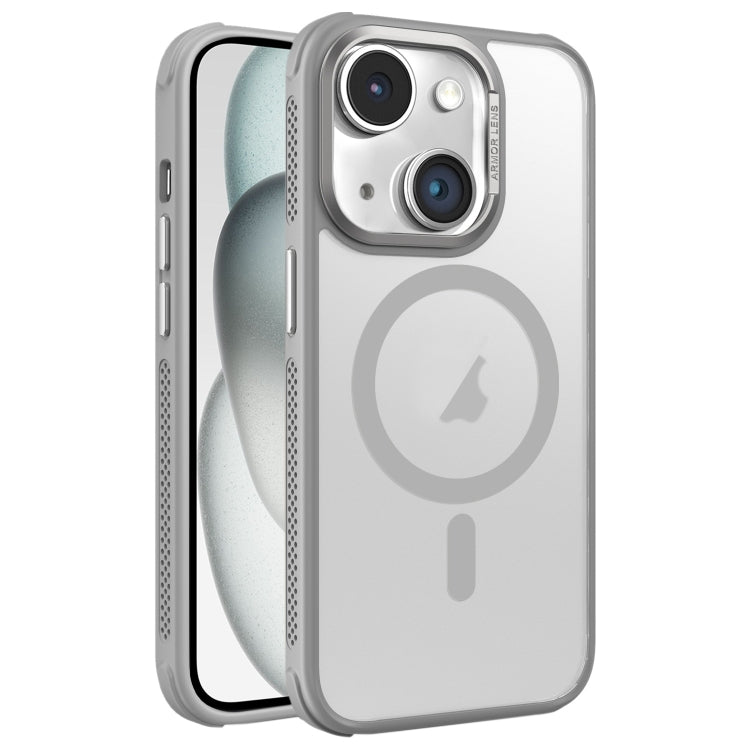Hardware Side Cooling Skin Feel Frosted Metal Lens Frame MagSafe Phone Case, For iPhone 15 Plus, For iPhone 15, For iPhone 14 Plus