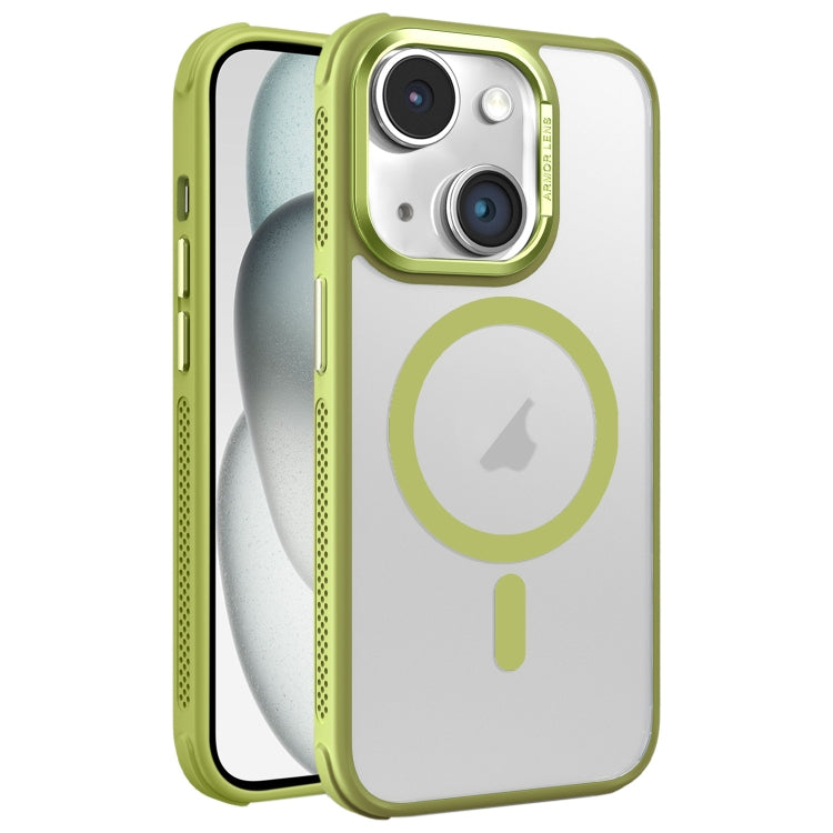 Hardware Side Cooling Skin Feel Frosted Metal Lens Frame MagSafe Phone Case, For iPhone 15 Plus, For iPhone 15, For iPhone 14 Plus
