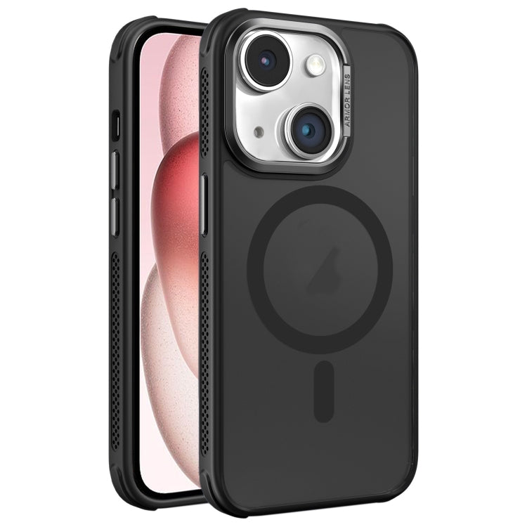 Hardware Side Cooling Skin Feel Frosted Metal Lens Frame MagSafe Phone Case, For iPhone 15 Plus, For iPhone 15, For iPhone 14 Plus