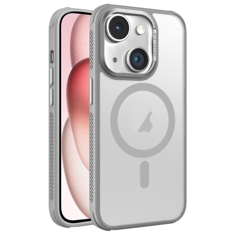 Hardware Side Cooling Skin Feel Frosted Metal Lens Frame MagSafe Phone Case, For iPhone 15 Plus, For iPhone 15, For iPhone 14 Plus