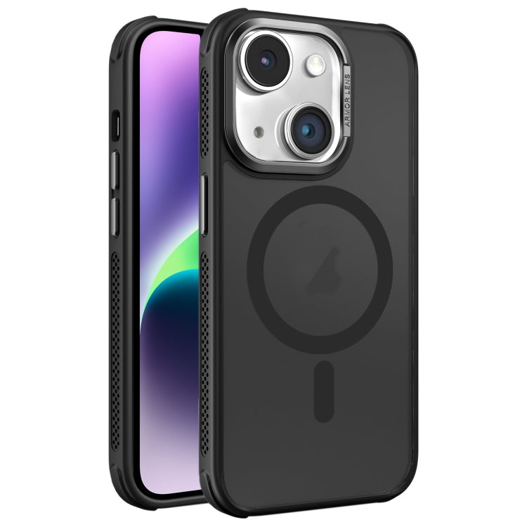 Hardware Side Cooling Skin Feel Frosted Metal Lens Frame MagSafe Phone Case, For iPhone 15 Plus, For iPhone 15, For iPhone 14 Plus