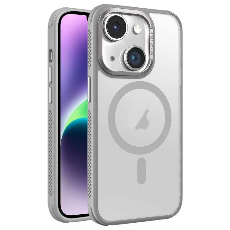 Hardware Side Cooling Skin Feel Frosted Metal Lens Frame MagSafe Phone Case, For iPhone 15 Plus, For iPhone 15, For iPhone 14 Plus