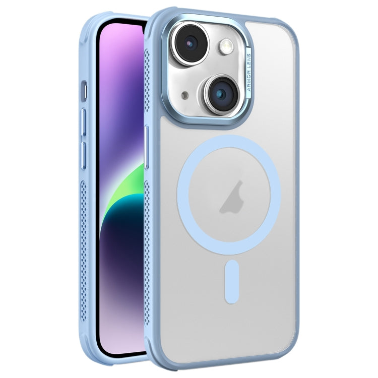 Hardware Side Cooling Skin Feel Frosted Metal Lens Frame MagSafe Phone Case, For iPhone 15 Plus, For iPhone 15, For iPhone 14 Plus