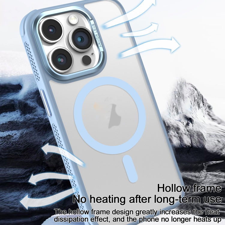 Hardware Side Cooling Skin Feel Frosted Metal Lens Frame MagSafe Phone Case, For iPhone 15 Plus, For iPhone 15, For iPhone 14 Plus