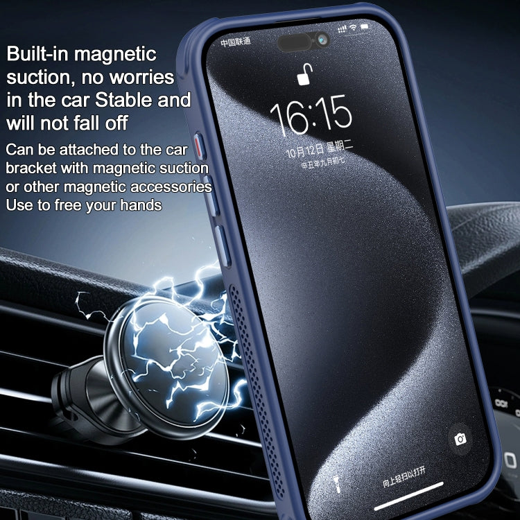 Hardware Side Cooling Skin Feel Frosted Metal Lens Frame MagSafe Phone Case, For iPhone 15 Plus, For iPhone 15, For iPhone 14 Plus