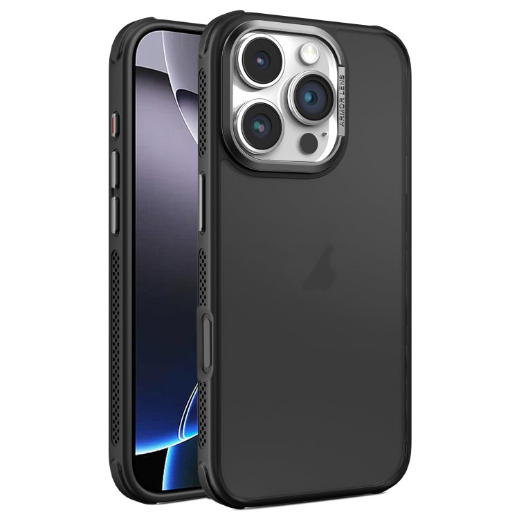Hardware Side Cooling Skin Feel Frosted Metal Lens Frame Phone Case, For iPhone 16 Pro Max, For iPhone 16 Pro, For iPhone 16 Plus