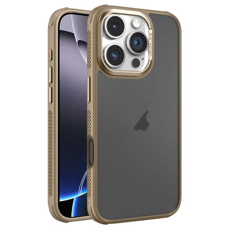 Hardware Side Cooling Skin Feel Frosted Metal Lens Frame Phone Case, For iPhone 16 Pro Max, For iPhone 16 Pro, For iPhone 16 Plus