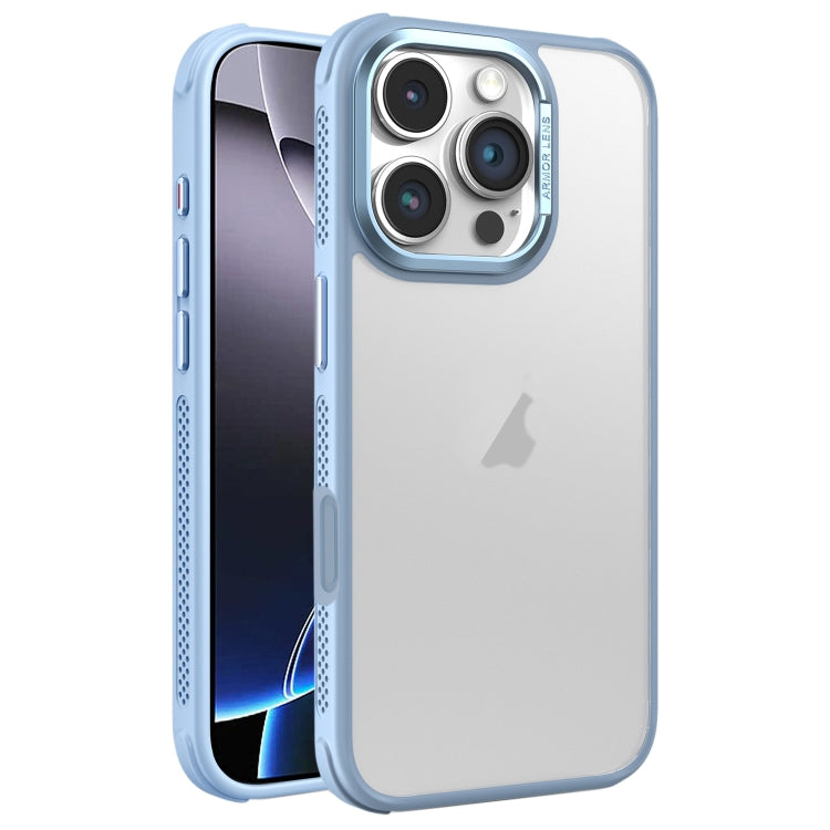 Hardware Side Cooling Skin Feel Frosted Metal Lens Frame Phone Case, For iPhone 16 Pro Max, For iPhone 16 Pro, For iPhone 16 Plus