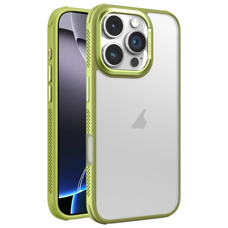 Hardware Side Cooling Skin Feel Frosted Metal Lens Frame Phone Case, For iPhone 16 Pro Max, For iPhone 16 Pro, For iPhone 16 Plus