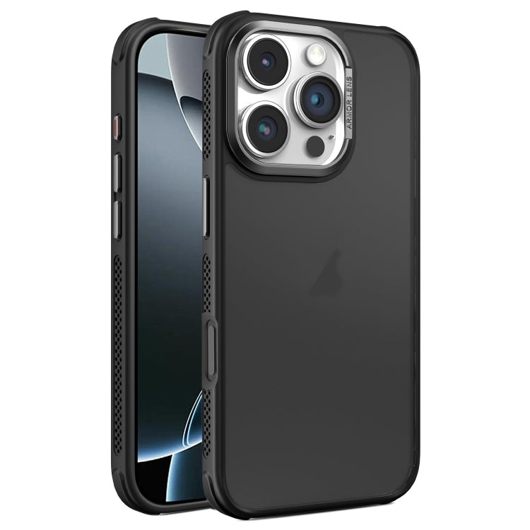 Hardware Side Cooling Skin Feel Frosted Metal Lens Frame Phone Case, For iPhone 16 Pro Max, For iPhone 16 Pro, For iPhone 16 Plus