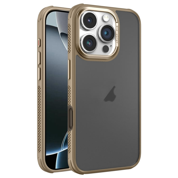 Hardware Side Cooling Skin Feel Frosted Metal Lens Frame Phone Case, For iPhone 16 Pro Max, For iPhone 16 Pro, For iPhone 16 Plus