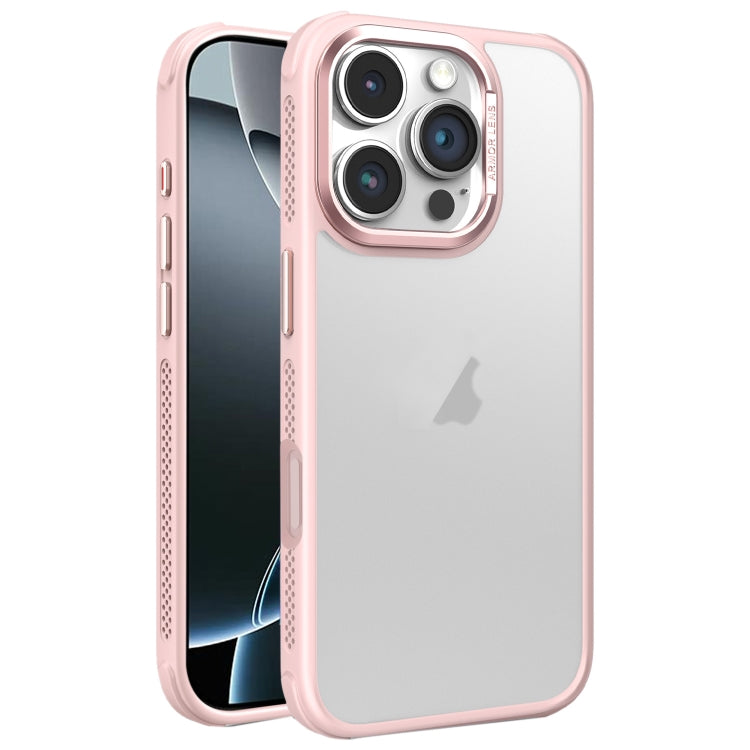Hardware Side Cooling Skin Feel Frosted Metal Lens Frame Phone Case, For iPhone 16 Pro Max, For iPhone 16 Pro, For iPhone 16 Plus