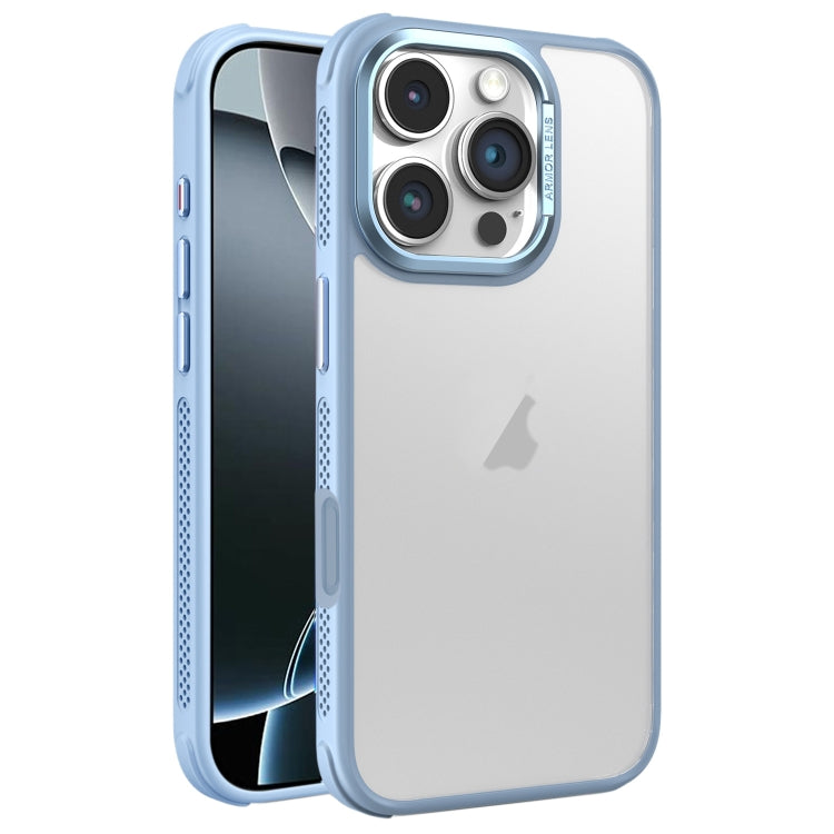 Hardware Side Cooling Skin Feel Frosted Metal Lens Frame Phone Case, For iPhone 16 Pro Max, For iPhone 16 Pro, For iPhone 16 Plus