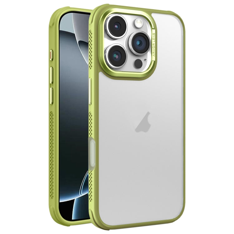 Hardware Side Cooling Skin Feel Frosted Metal Lens Frame Phone Case, For iPhone 16 Pro Max, For iPhone 16 Pro, For iPhone 16 Plus