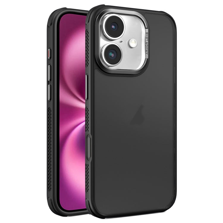 Hardware Side Cooling Skin Feel Frosted Metal Lens Frame Phone Case, For iPhone 16 Pro Max, For iPhone 16 Pro, For iPhone 16 Plus