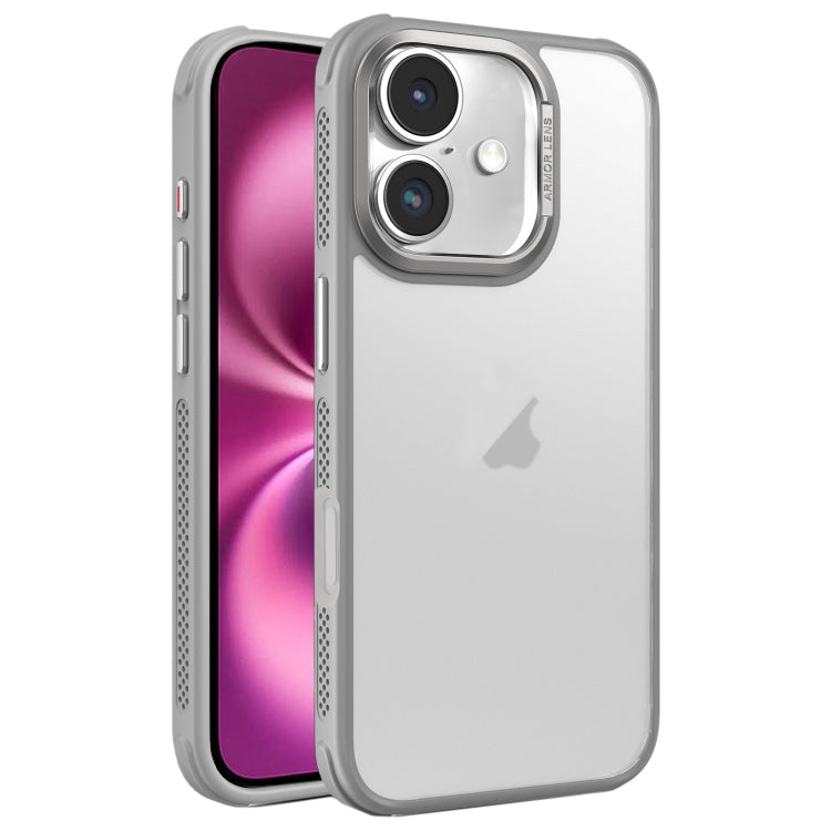 Hardware Side Cooling Skin Feel Frosted Metal Lens Frame Phone Case, For iPhone 16 Pro Max, For iPhone 16 Pro, For iPhone 16 Plus