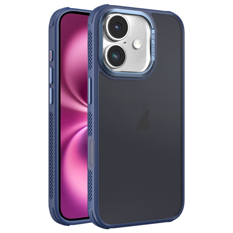 Hardware Side Cooling Skin Feel Frosted Metal Lens Frame Phone Case, For iPhone 16 Pro Max, For iPhone 16 Pro, For iPhone 16 Plus