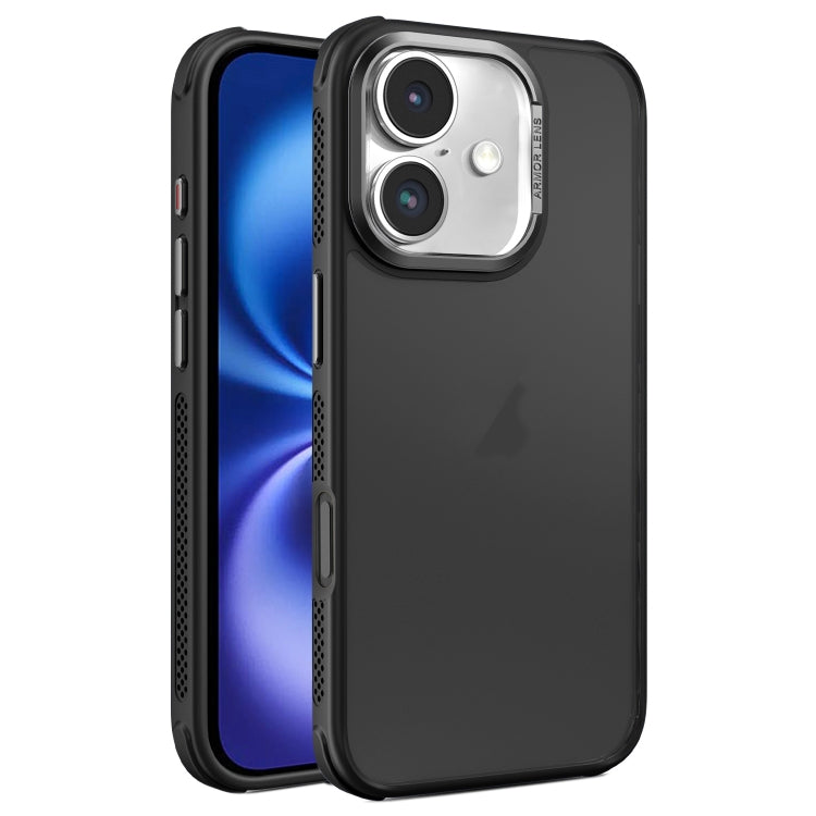Hardware Side Cooling Skin Feel Frosted Metal Lens Frame Phone Case, For iPhone 16, For iPhone 15 Pro Max, For iPhone 15 Pro