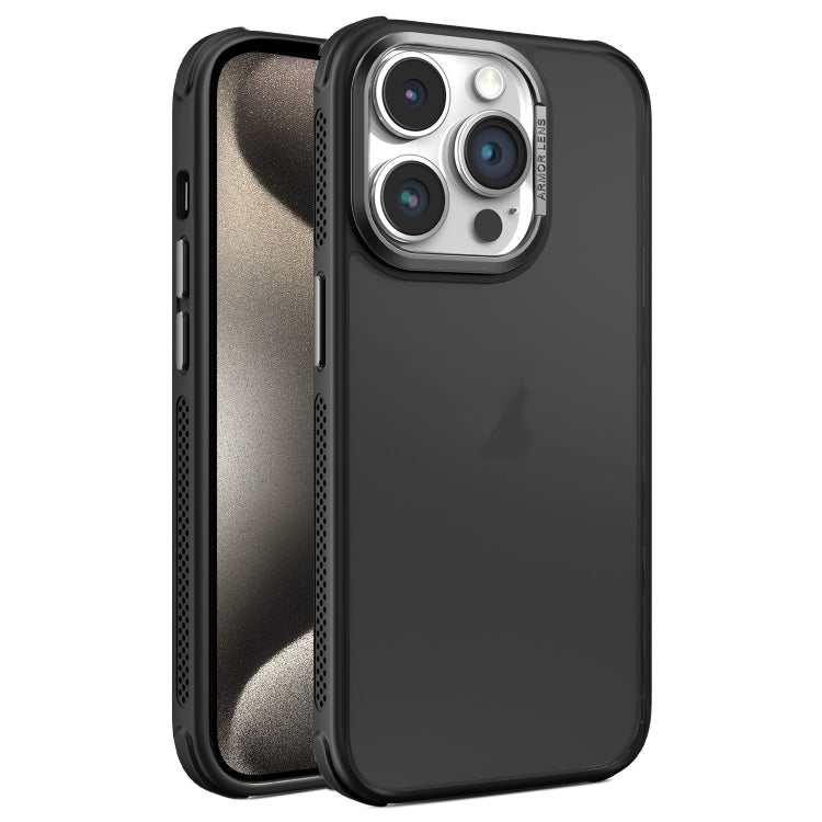 Hardware Side Cooling Skin Feel Frosted Metal Lens Frame Phone Case, For iPhone 16, For iPhone 15 Pro Max, For iPhone 15 Pro
