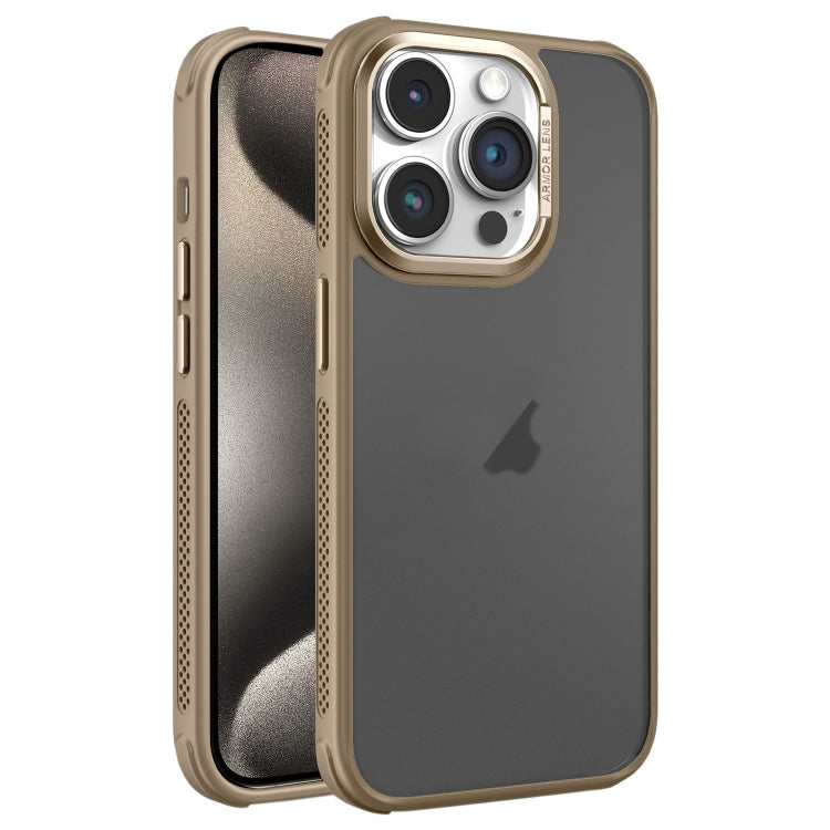 Hardware Side Cooling Skin Feel Frosted Metal Lens Frame Phone Case, For iPhone 16, For iPhone 15 Pro Max, For iPhone 15 Pro
