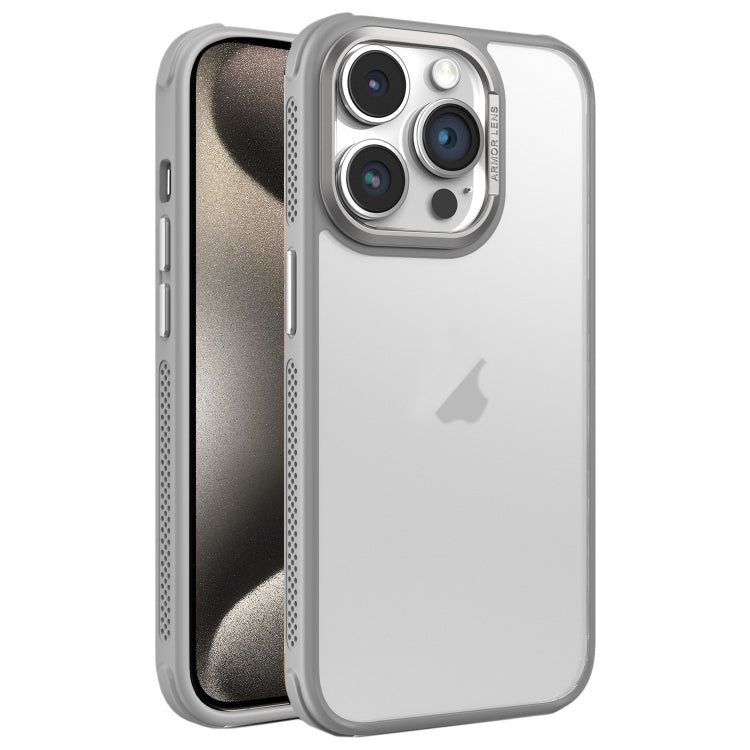 Hardware Side Cooling Skin Feel Frosted Metal Lens Frame Phone Case, For iPhone 16, For iPhone 15 Pro Max, For iPhone 15 Pro