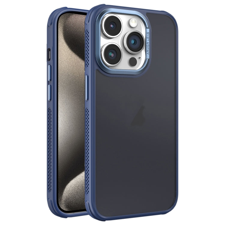 Hardware Side Cooling Skin Feel Frosted Metal Lens Frame Phone Case, For iPhone 16, For iPhone 15 Pro Max, For iPhone 15 Pro