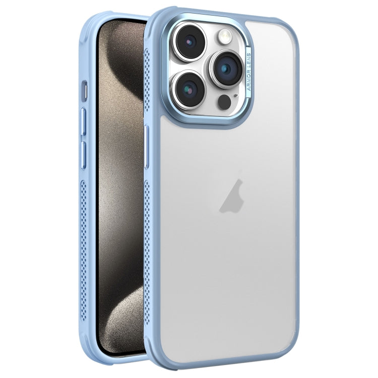 Hardware Side Cooling Skin Feel Frosted Metal Lens Frame Phone Case, For iPhone 16, For iPhone 15 Pro Max, For iPhone 15 Pro