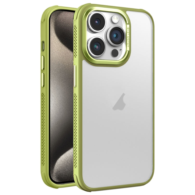 Hardware Side Cooling Skin Feel Frosted Metal Lens Frame Phone Case, For iPhone 16, For iPhone 15 Pro Max, For iPhone 15 Pro