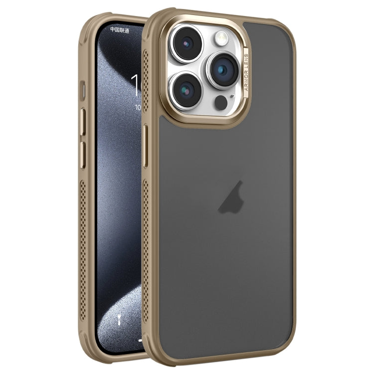 Hardware Side Cooling Skin Feel Frosted Metal Lens Frame Phone Case, For iPhone 16, For iPhone 15 Pro Max, For iPhone 15 Pro