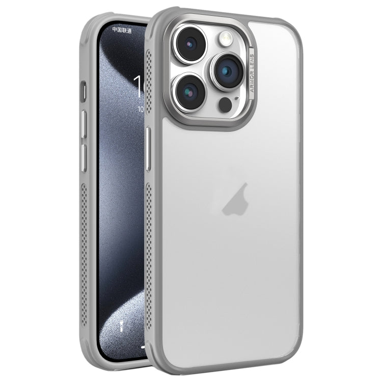 Hardware Side Cooling Skin Feel Frosted Metal Lens Frame Phone Case, For iPhone 16, For iPhone 15 Pro Max, For iPhone 15 Pro