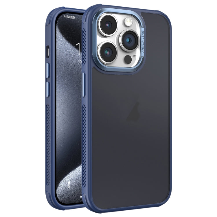 Hardware Side Cooling Skin Feel Frosted Metal Lens Frame Phone Case, For iPhone 16, For iPhone 15 Pro Max, For iPhone 15 Pro