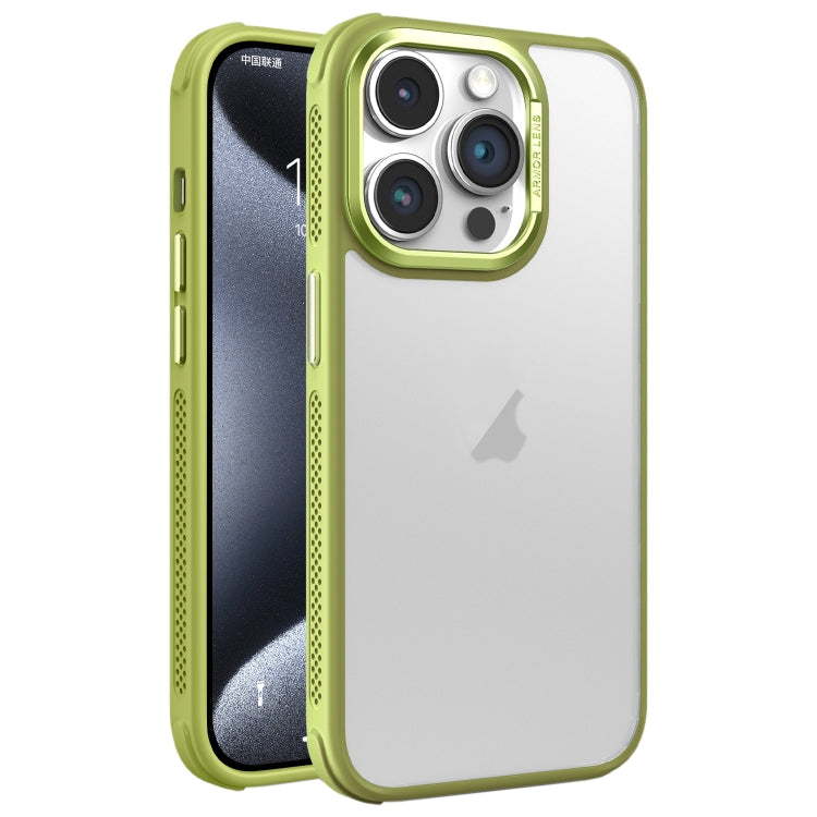Hardware Side Cooling Skin Feel Frosted Metal Lens Frame Phone Case, For iPhone 16, For iPhone 15 Pro Max, For iPhone 15 Pro