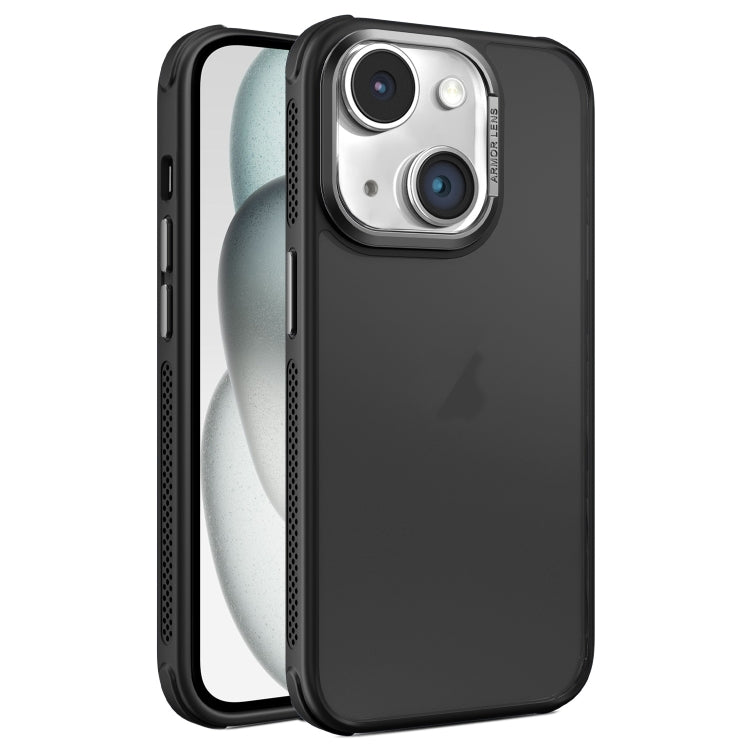 Hardware Side Cooling Skin Feel Frosted Metal Lens Frame Phone Case, For iPhone 15 Plus, For iPhone 15, For iPhone 14 Plus