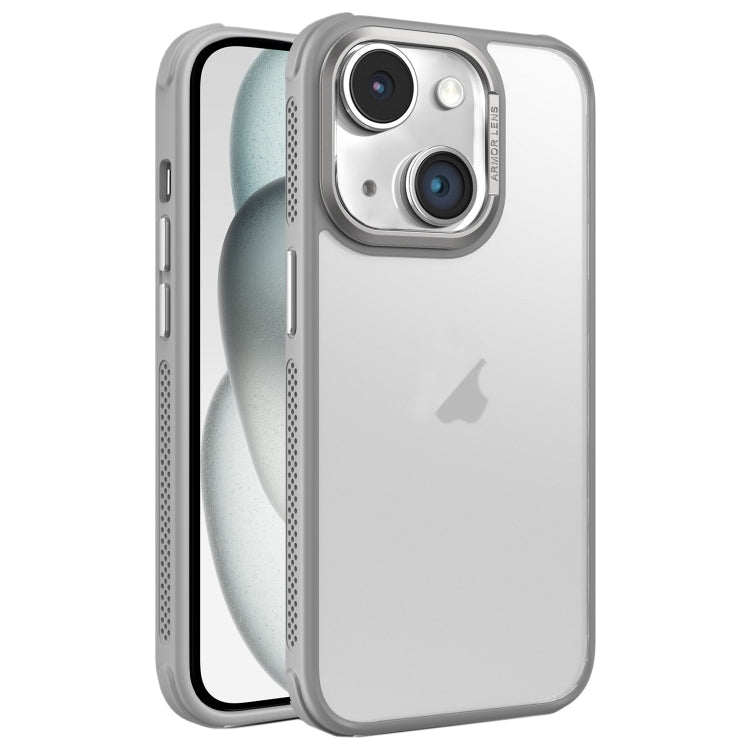 Hardware Side Cooling Skin Feel Frosted Metal Lens Frame Phone Case, For iPhone 15 Plus, For iPhone 15, For iPhone 14 Plus