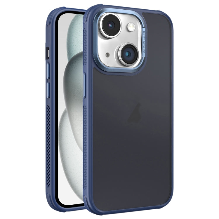 Hardware Side Cooling Skin Feel Frosted Metal Lens Frame Phone Case, For iPhone 15 Plus, For iPhone 15, For iPhone 14 Plus