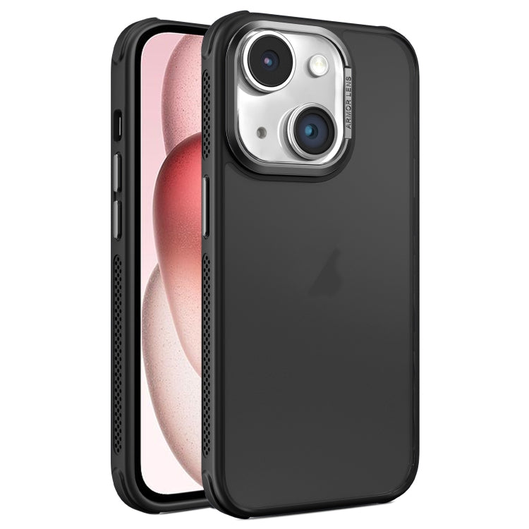 Hardware Side Cooling Skin Feel Frosted Metal Lens Frame Phone Case, For iPhone 15 Plus, For iPhone 15, For iPhone 14 Plus