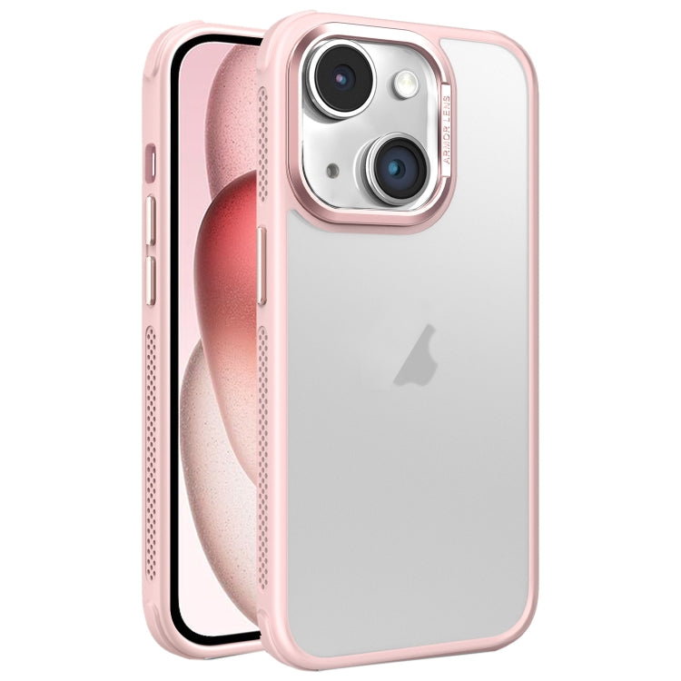 Hardware Side Cooling Skin Feel Frosted Metal Lens Frame Phone Case, For iPhone 15 Plus, For iPhone 15, For iPhone 14 Plus