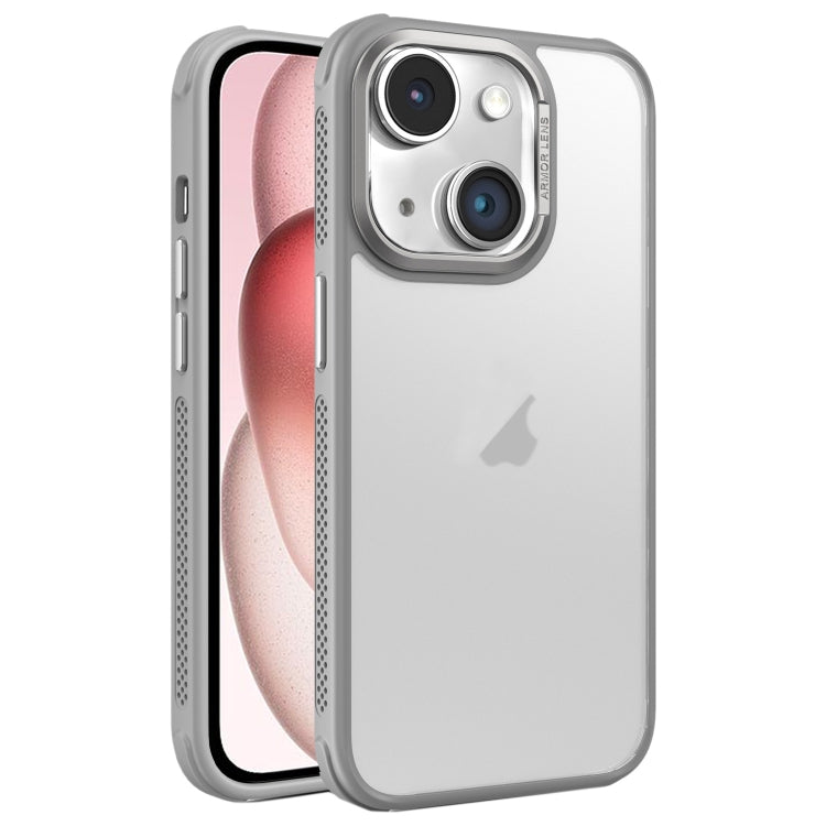 Hardware Side Cooling Skin Feel Frosted Metal Lens Frame Phone Case, For iPhone 15 Plus, For iPhone 15, For iPhone 14 Plus