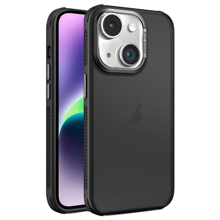 Hardware Side Cooling Skin Feel Frosted Metal Lens Frame Phone Case, For iPhone 15 Plus, For iPhone 15, For iPhone 14 Plus