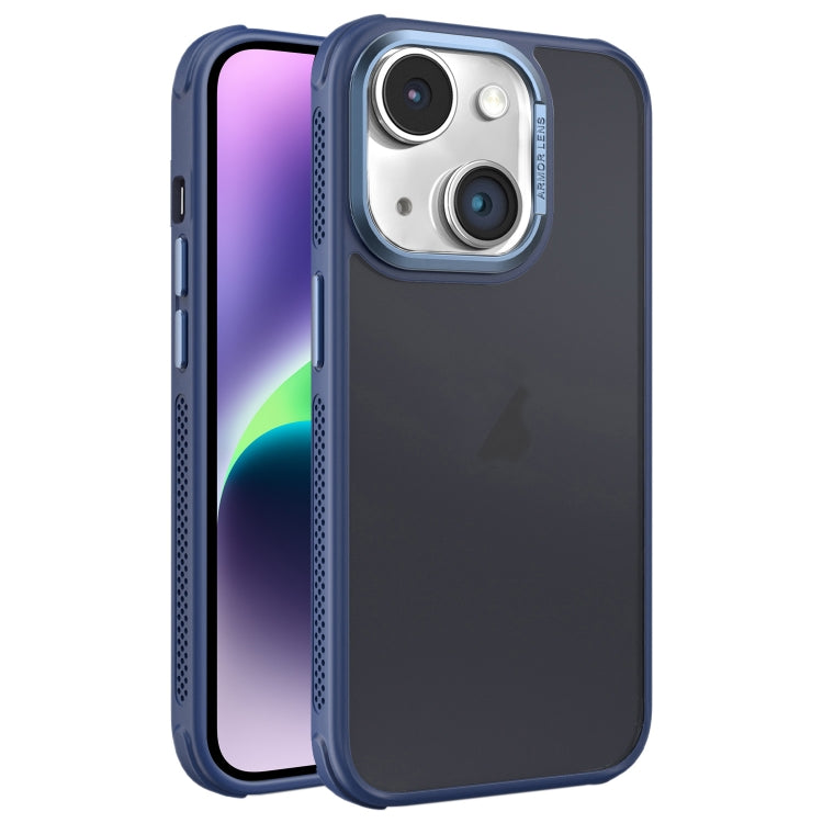 Hardware Side Cooling Skin Feel Frosted Metal Lens Frame Phone Case, For iPhone 15 Plus, For iPhone 15, For iPhone 14 Plus